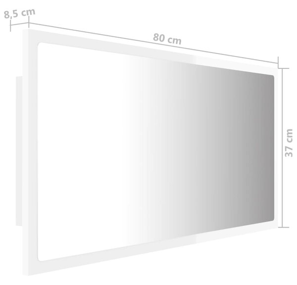 VidaXL Καθρέφτης Μπάνιου με LED Γυαλ. Λευκό 80x8,5x37 εκ. Ακρυλικός