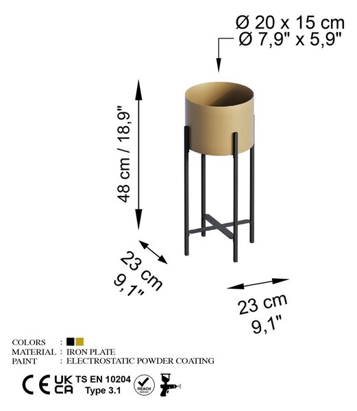 Διακοσμητική Γλάστρα GED Μαύρο 23x48x23 cm