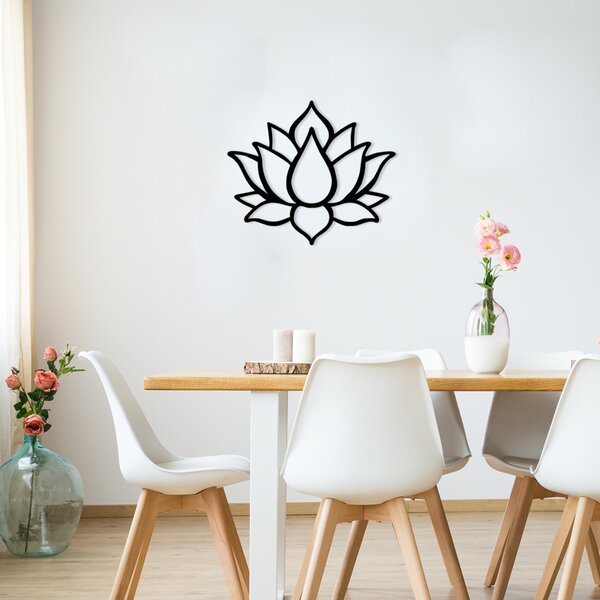 Μεταλλικός πίνακας Lotus Μαύρο 50x43 cm