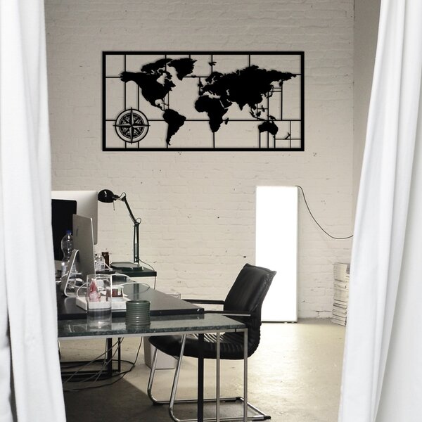 Μεταλλικός πίνακας World Μαύρο 121x60 cm
