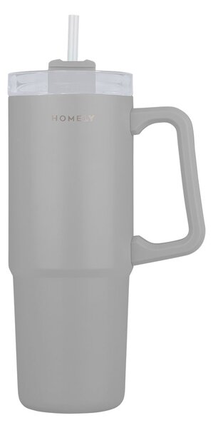 Κούπα Θερμός Με Λαβή & Καλαμάκι 900ml Homely Tumbler Pebble Grey 01-34542
