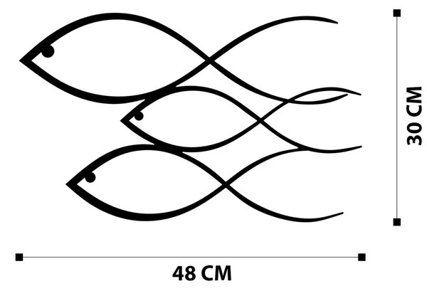 Μεταλλικός πίνακας Fish Μαύρο 50x30 cm