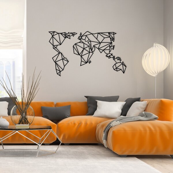 Μεταλλικός πίνακας World Μαύρο 140x80 cm