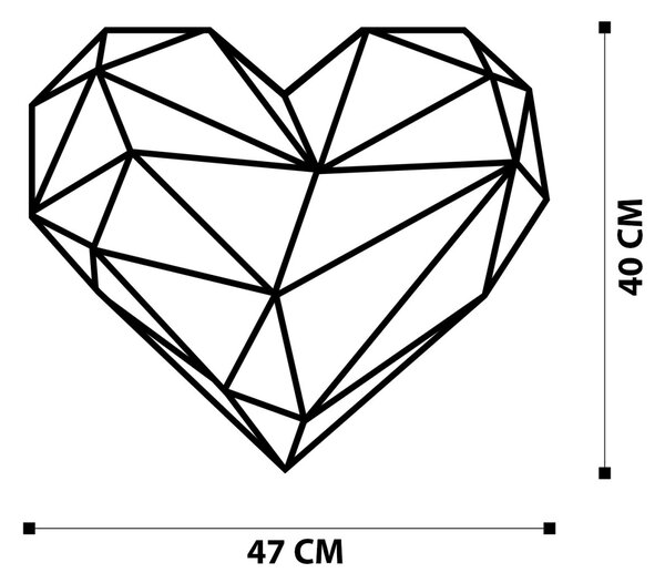 Μεταλλικός πίνακας Heart Μαύρο 47x40 cm