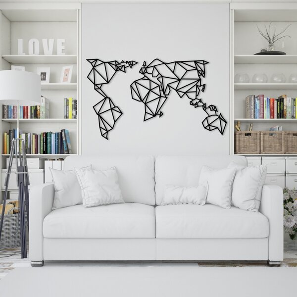 Μεταλλικός πίνακας World Μαύρο 140x80 cm