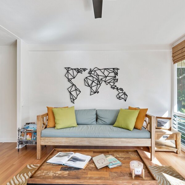 Μεταλλικός πίνακας World Μαύρο 140x80 cm