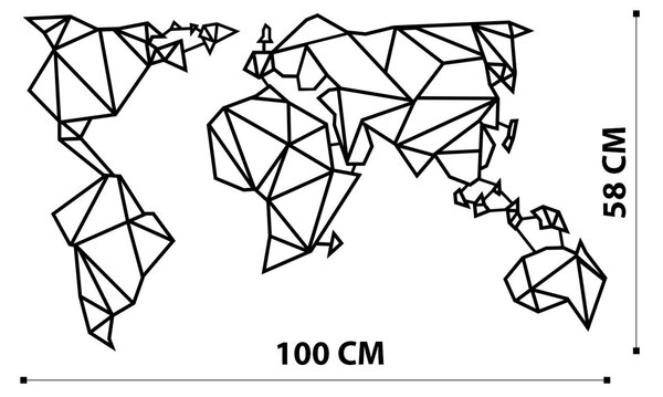 Μεταλλικός πίνακας World Μαύρο 100x59 cm