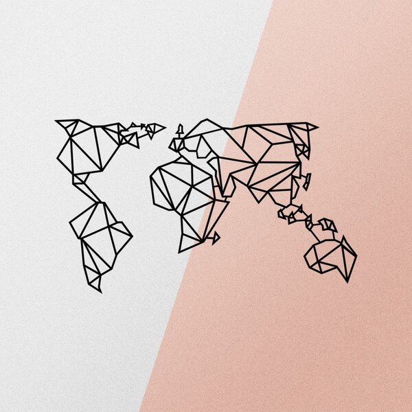 Μεταλλικός πίνακας World Μαύρο 100x59 cm
