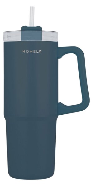 Κούπα Θερμός Με Λαβή & Καλαμάκι 900ml Homely Tumbler Indigo Blue 01-34511