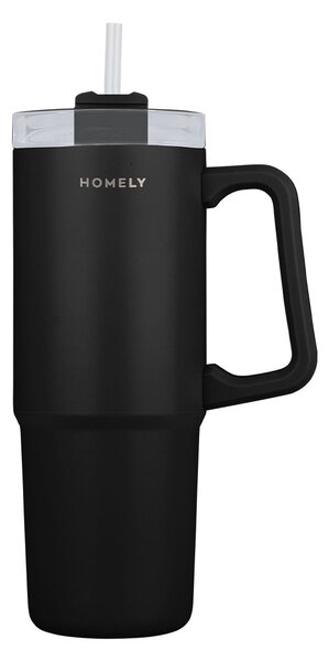 Κούπα Θερμός Με Λαβή & Καλαμάκι 900ml Homely Tumbler Midnight Black 01-34498