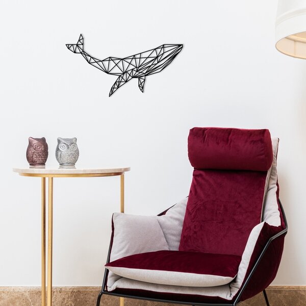 Μεταλλικός πίνακας Whale Μαύρο 56x31 cm