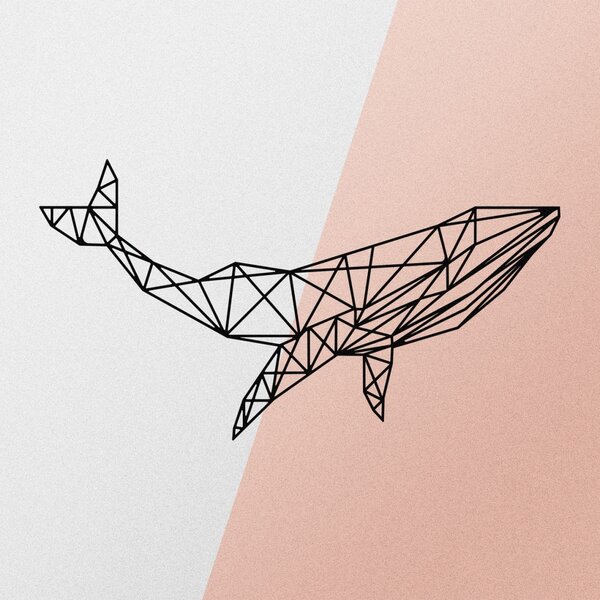 Μεταλλικός πίνακας Whale Μαύρο 56x31 cm
