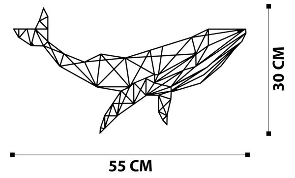 Μεταλλικός πίνακας Whale Μαύρο 56x31 cm