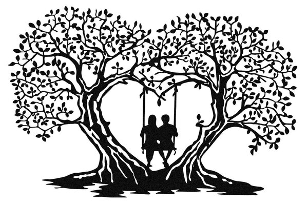 Μεταλλικός πίνακας Love Μαύρο 65x43 cm