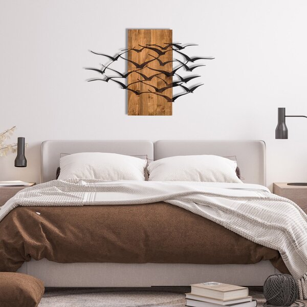 Πίνακας από ξύλο και μέταλλο Migration Μαύρο 86x58 cm