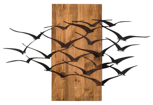 Πίνακας από ξύλο και μέταλλο Migration Μαύρο 86x58 cm