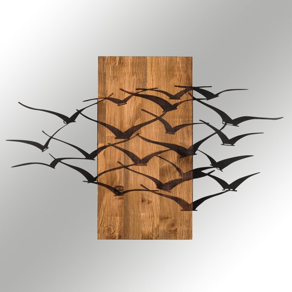 Πίνακας από ξύλο και μέταλλο Migration Μαύρο 86x58 cm