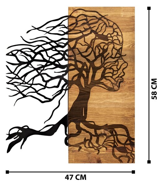 Πίνακας από ξύλο και μέταλλο Nefes Μαύρο 47x58 cm