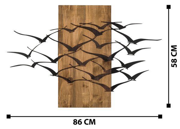 Πίνακας από ξύλο και μέταλλο Migration Μαύρο 86x58 cm