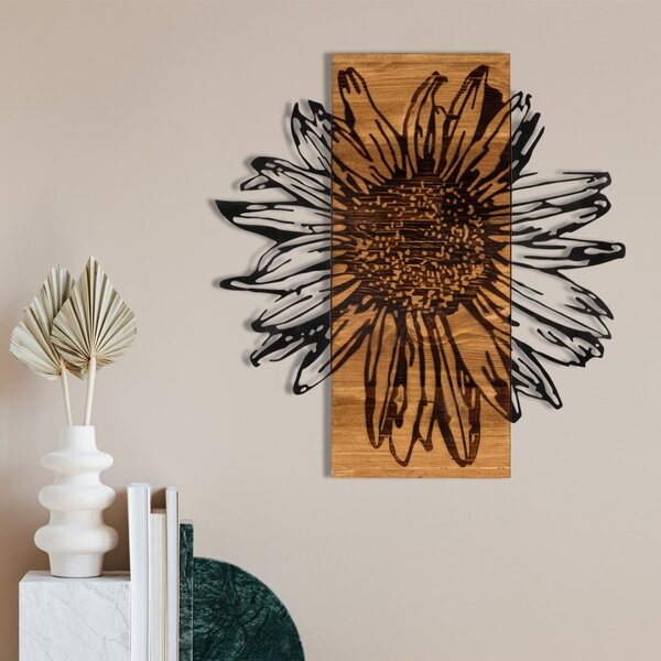 Πίνακας από ξύλο και μέταλλο Daisy Μαύρο 56x58 cm