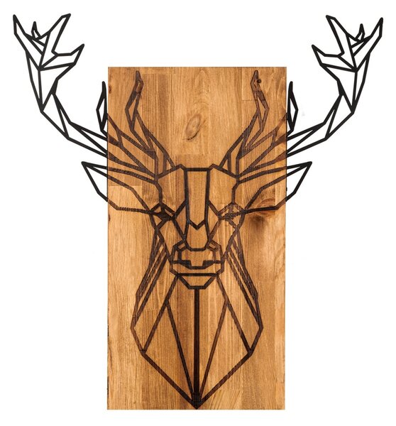 Πίνακας από ξύλο και μέταλλο Deer Μαύρο 61x66 cm