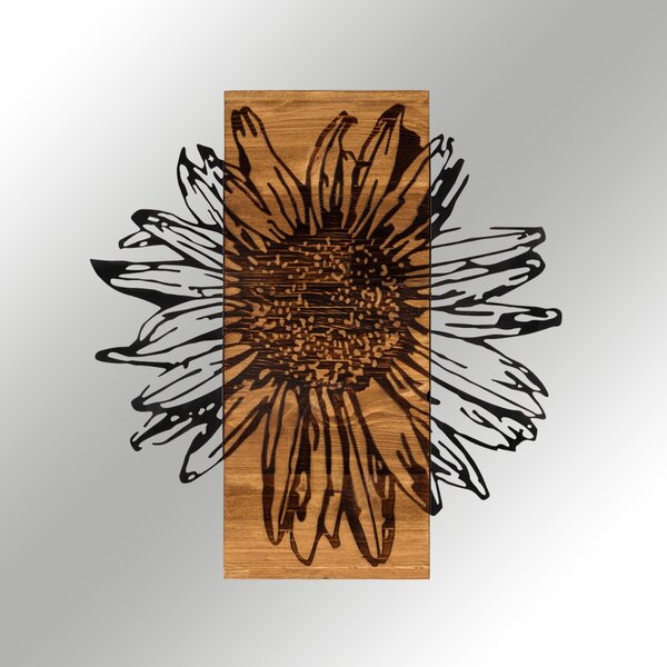 Πίνακας από ξύλο και μέταλλο Daisy Μαύρο 56x58 cm