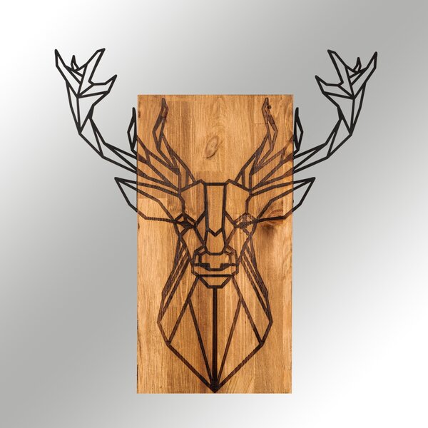 Πίνακας από ξύλο και μέταλλο Deer Μαύρο 61x66 cm