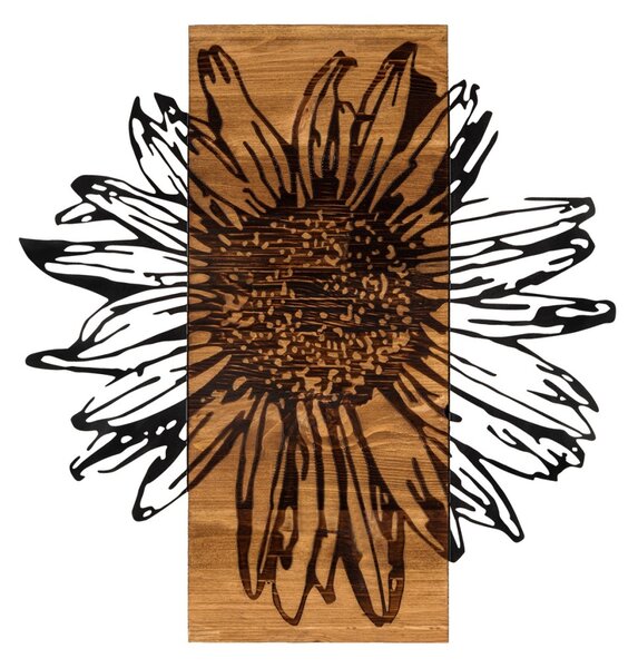 Πίνακας από ξύλο και μέταλλο Daisy Μαύρο 56x58 cm
