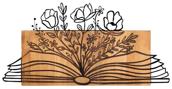 Πίνακας από ξύλο και μέταλλο Culture Μαύρο 74x37 cm