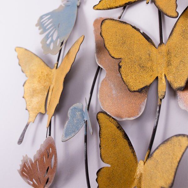 Μεταλλικός πίνακας Butterflies Πολύχρωμος 105x8x57 cm
