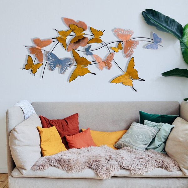 Μεταλλικός πίνακας Butterflies Πολύχρωμος 105x8x57 cm
