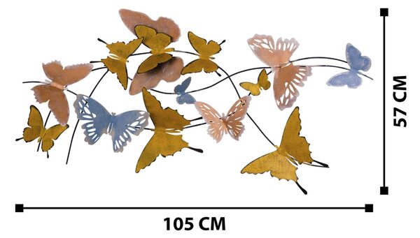 Μεταλλικός πίνακας Butterflies Πολύχρωμος 105x8x57 cm