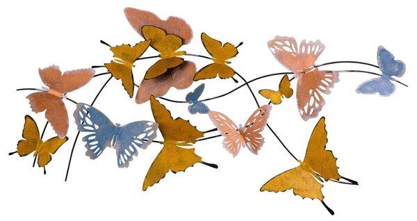 Μεταλλικός πίνακας Butterflies Πολύχρωμος 105x8x57 cm