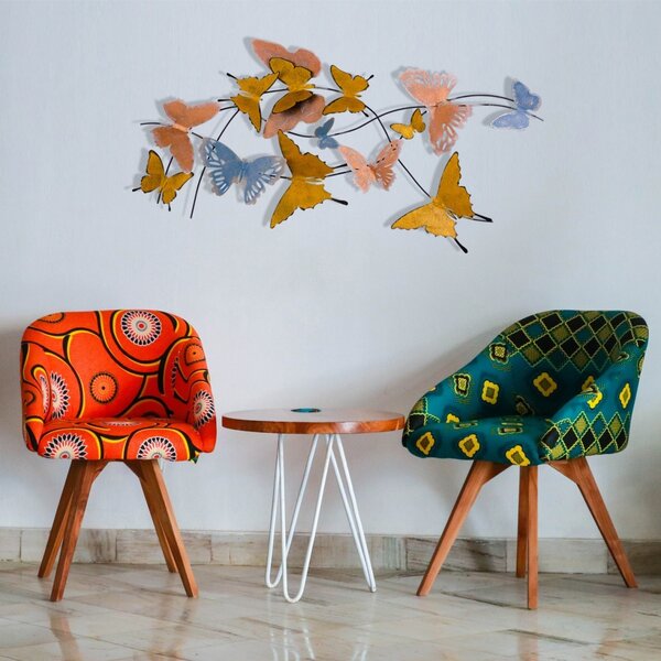 Μεταλλικός πίνακας Butterflies Πολύχρωμος 105x8x57 cm