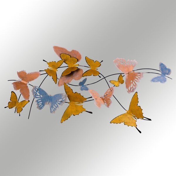 Μεταλλικός πίνακας Butterflies Πολύχρωμος 105x8x57 cm