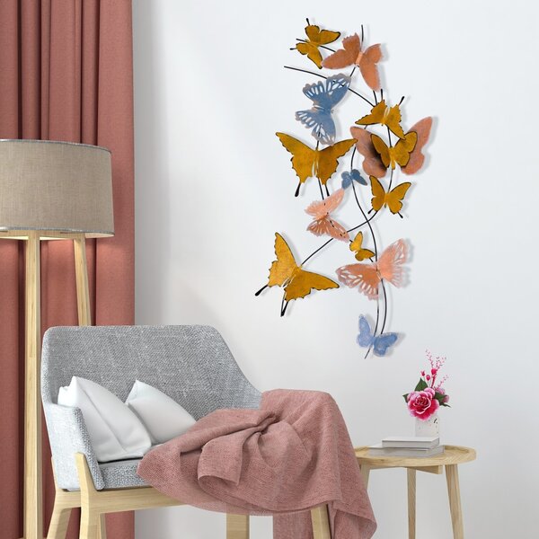 Μεταλλικός πίνακας Butterflies Πολύχρωμος 105x8x57 cm