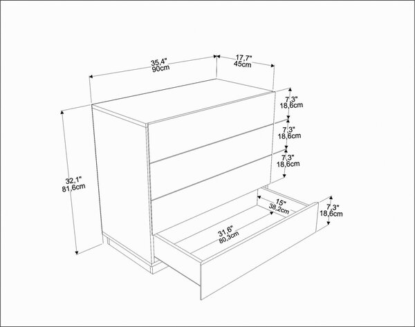 Ντουλάπα Lines Λευκό 90x45x81.6 cm