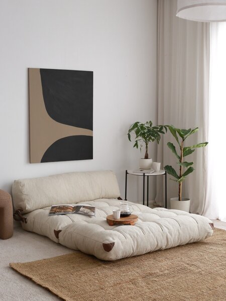 Αναδιπλούμενος καναπές 2 θέσεων Fold Κρεμ 120x79x75 cm