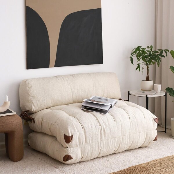 Αναδιπλούμενος καναπές 2 θέσεων Fold Κρεμ 120x79x75 cm