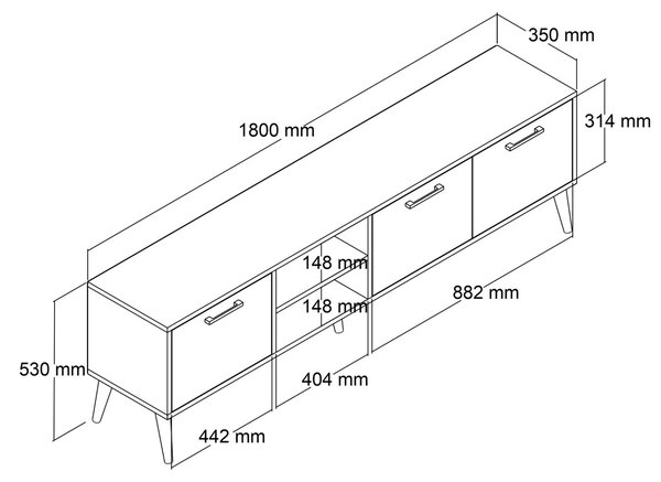 Έπιπλο TV Exxen Δρυς 180x53x35 cm