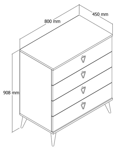 Ντουλάπα Versa Δρυς 80x90.8x45 cm