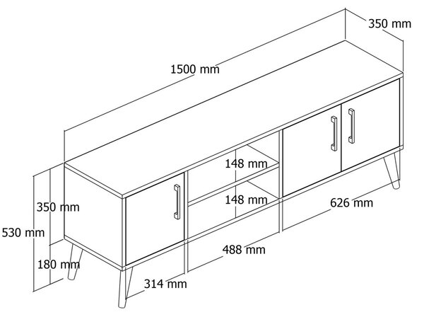 Έπιπλο TV Exxen Δρυς 150x52x34 cm
