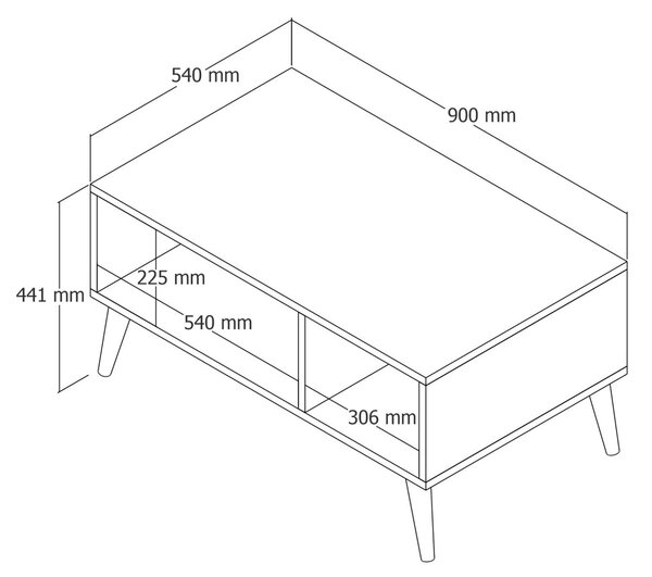 Τραπεζάκι σαλονιού Exxen Δρυς 90x54x41.6 cm
