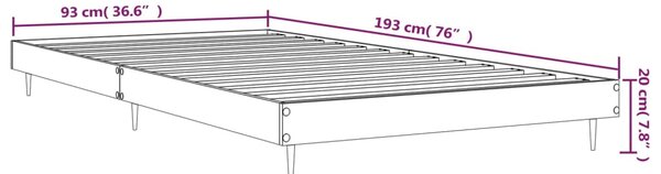 VidaXL Πλαίσιο Κρεβ. Χωρ. Στρώμα Καφέ Δρυς 90 x 190 εκ. Επεξ. Ξύλο