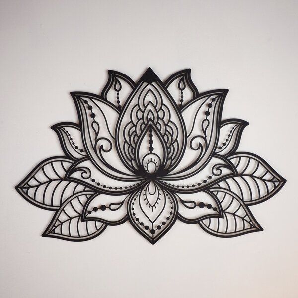 Μεταλλικός πίνακας Lotus Μαύρο 44x68 cm