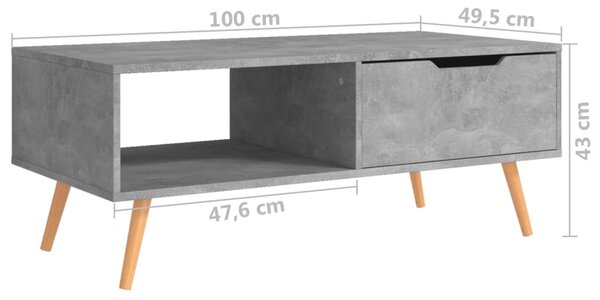 VidaXL Τραπεζάκι Σαλονιού Γκρι Σκυρ. 100 x 49,5 x 43εκ. από Επεξ. Ξύλο