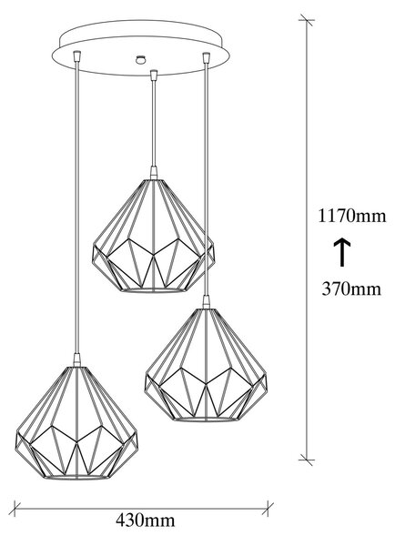Φωτιστικό οροφής Diamond Μαύρο 43x117 cm
