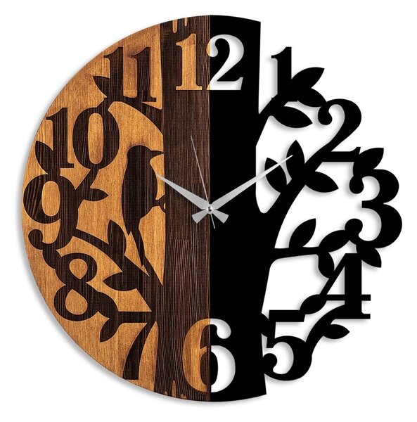 Διακοσμητικό Ξύλινο Ρολόι Τοίχου Wooden Καρυδί 3x56 cm