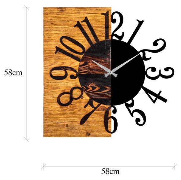 Διακοσμητικό Ξύλινο Ρολόι Τοίχου Wooden Καρυδί 58x3x58 cm