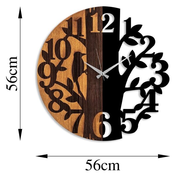Διακοσμητικό Ξύλινο Ρολόι Τοίχου Wooden Καρυδί 3x56 cm